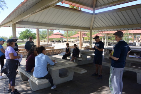 Dr Chris Flores greets Walk with a Doc participants on Saturday, May 23, 2015 at the Rancho Las Flores Park in Coachella, Calif. Photo: AMANDA FLORES / Coachella Unincorporated