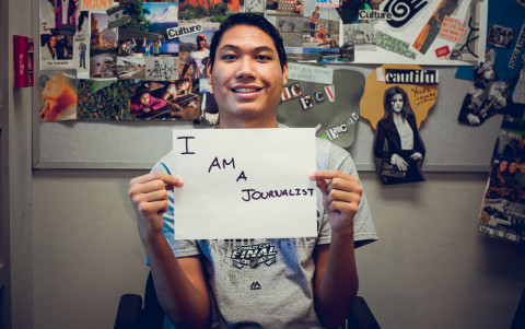 Johnny Flores, 17, was a student reporter with Coachella Unincorporated for four years before leaving this month to start his freshman year at the University of Southern California. 